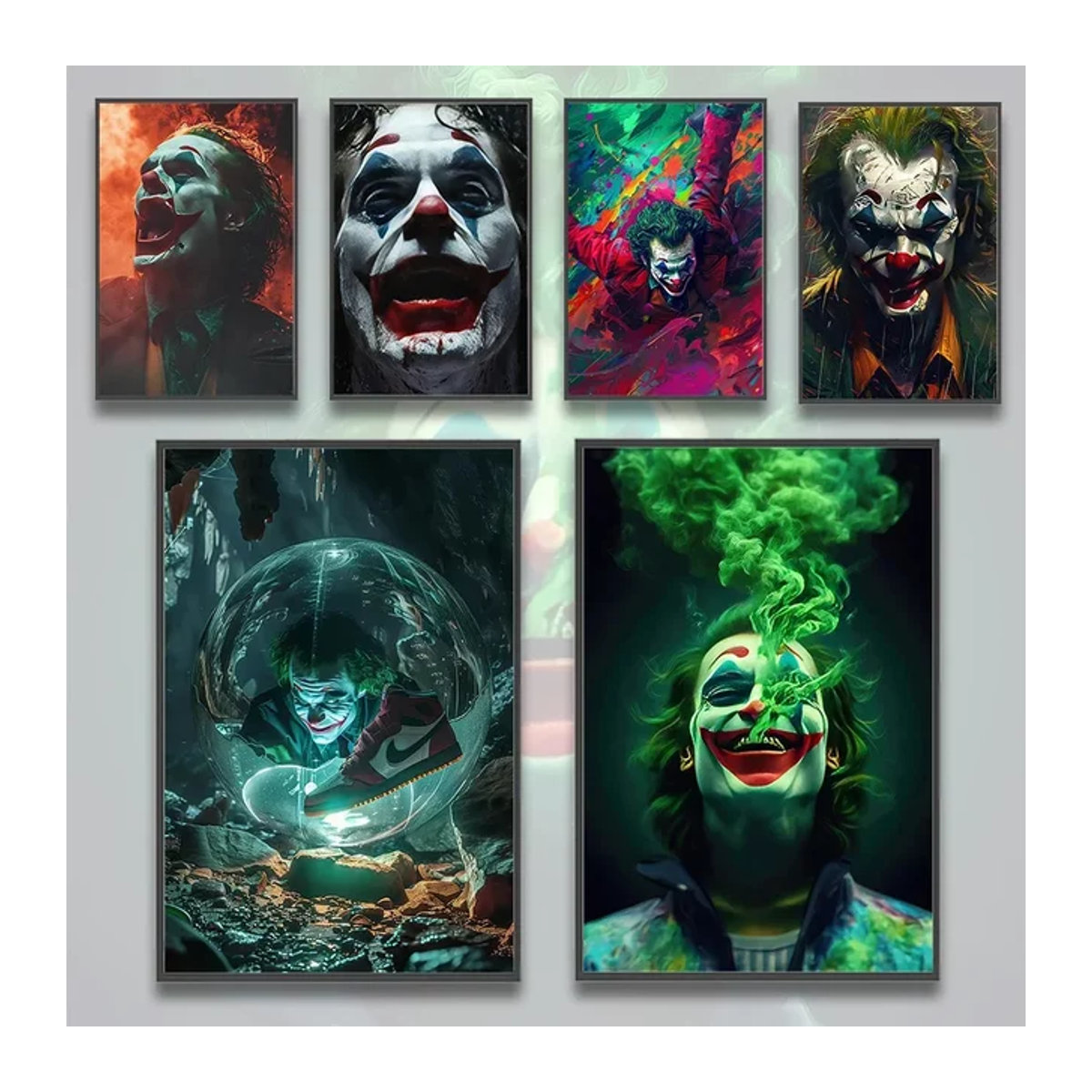 J-Joker Selbstklebendes Leinwandgemälde mit Filmfiguren als Wandkunst für dein Schlafzimmer, mehrfarbig, Hochformat - Bild 1
