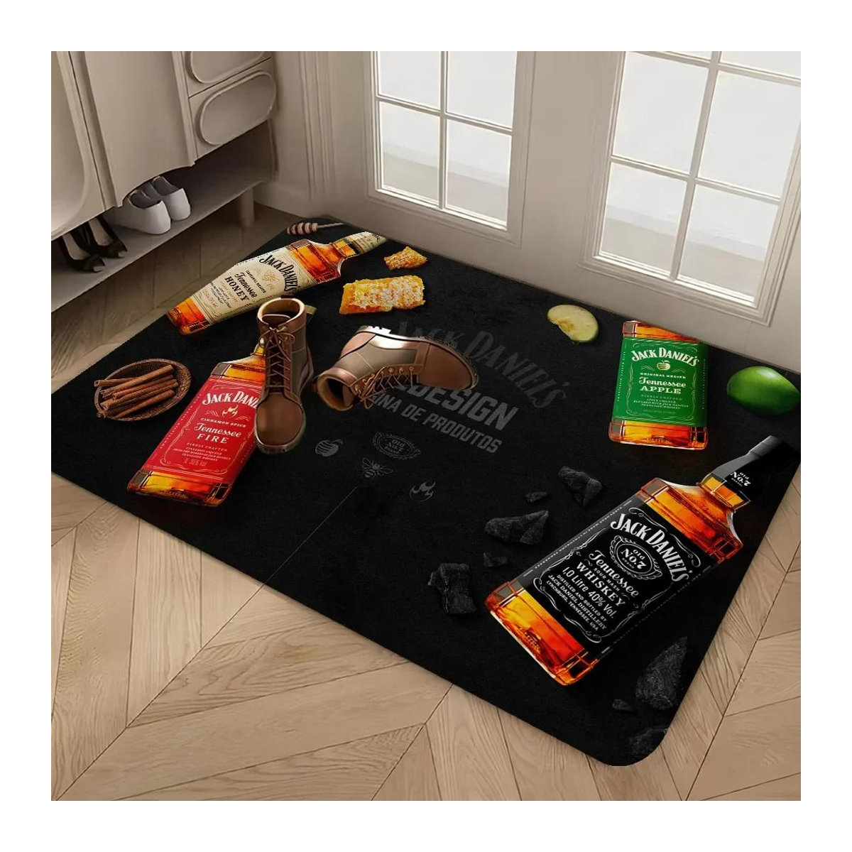 Jack Daniels Whisky Muster Raummatte von Karpetti, waschbar und rutschfest, B/B: 60 x 90 cm - Bild 1