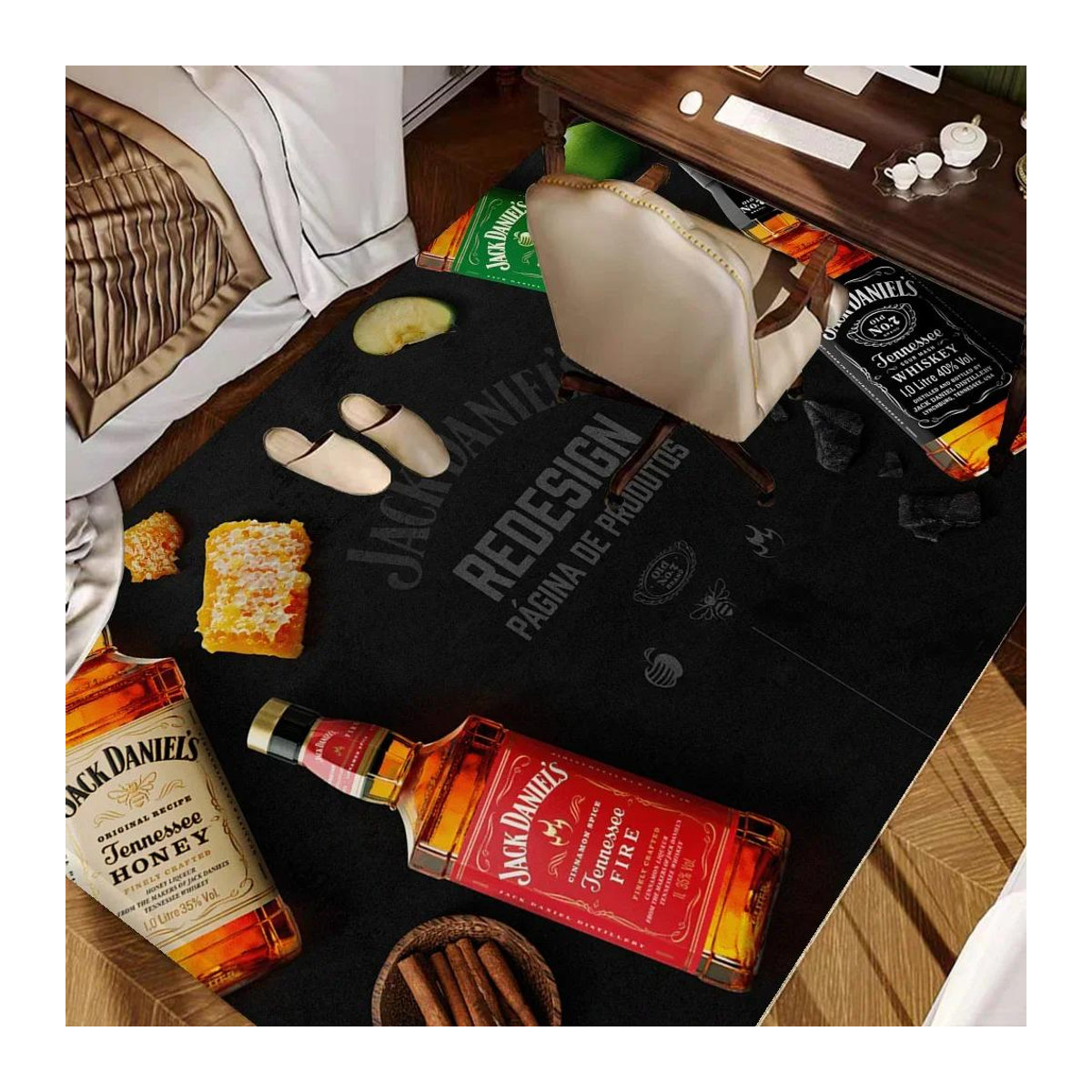 Jack Daniels Whisky Muster Raummatte von Karpetti, waschbar und rutschfest, B/B: 60 x 90 cm - Bild 2