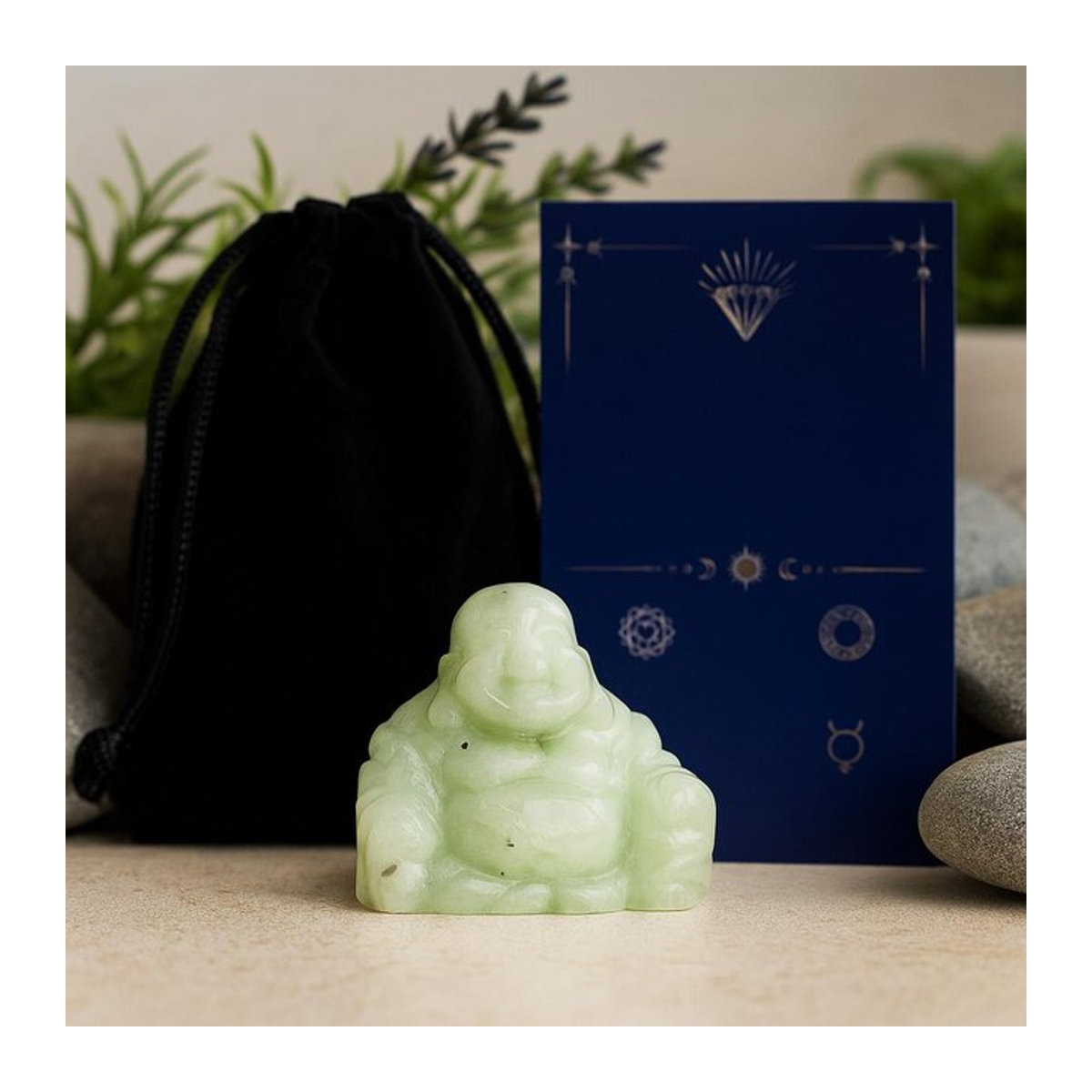 Jade Buddha Figur von SHAMTAM in Grün, B/H/T: 50 x 40 x 20 mm - Bild 1