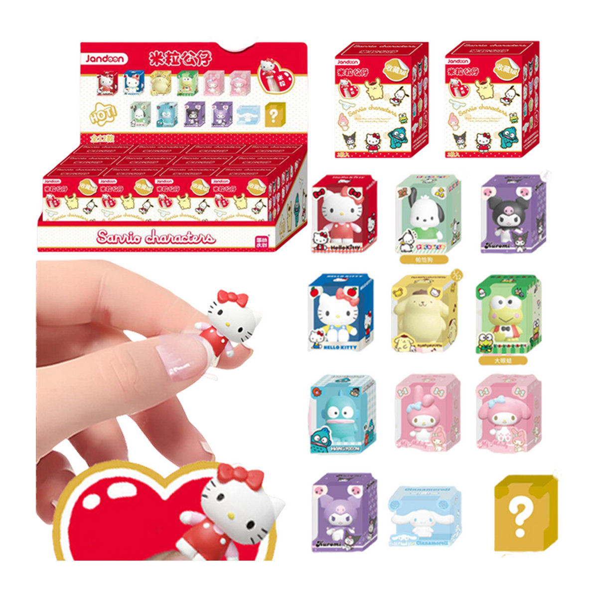 JANDOOM Sanrio Anime Figuren Blind Box mit Kuromi, Hello Kitty, Pochacco, Cinnamoroll und Melody in Multicolor - Bild 1