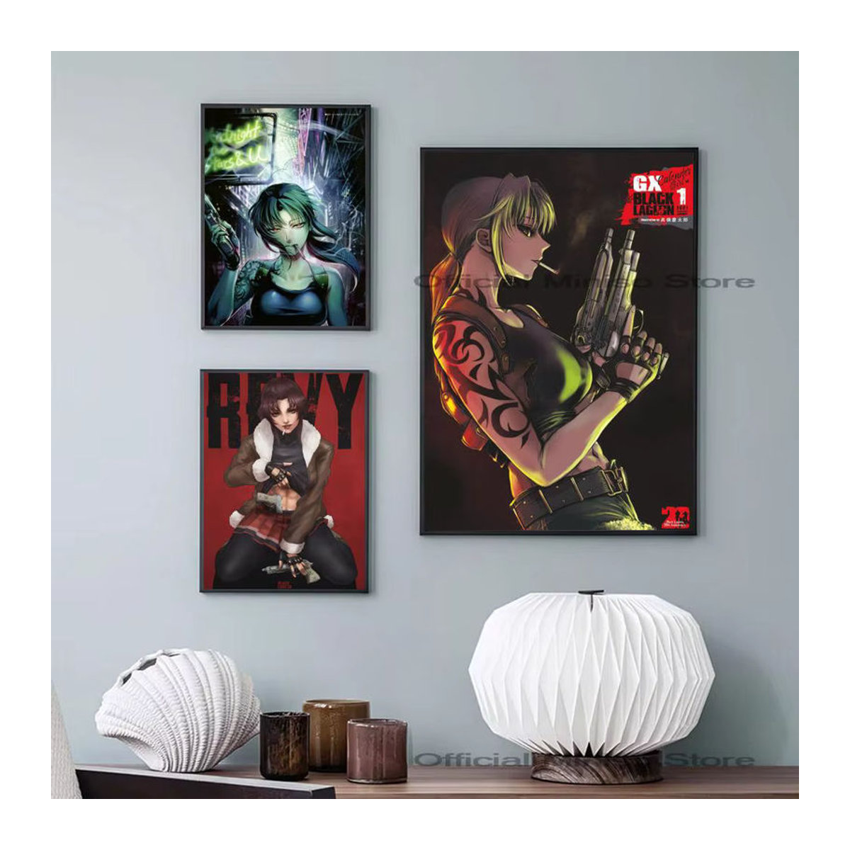 Japanisches Anime Black Lagoon Poster selbstklebend wasserfestes Wanddekor aus Papier in Schwarz und Mehrfarbig - Bild 2