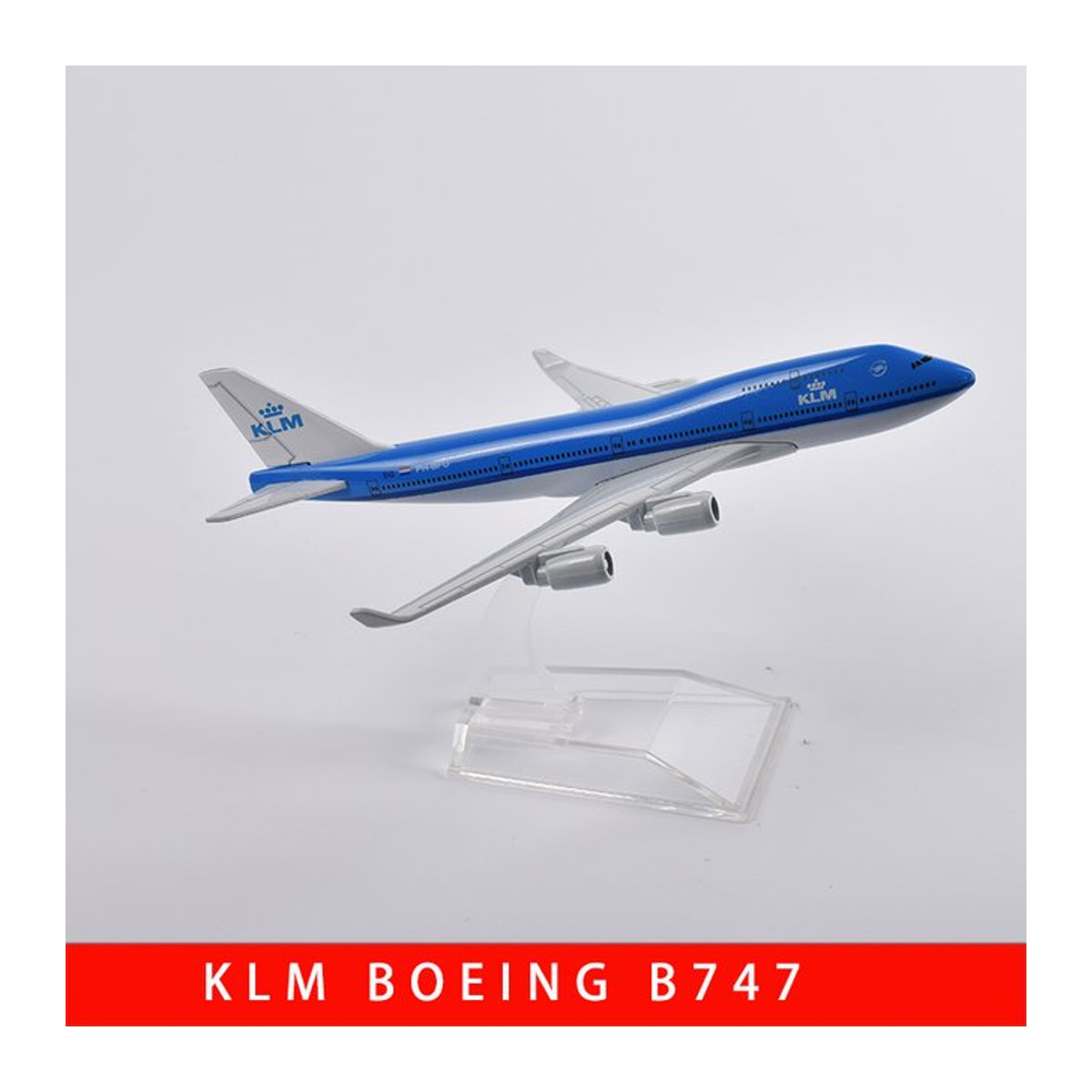 JASON TUTU Boeing 747 KLM Royal Dutch Airlines Flugzeugmodell aus Metall im Maßstab 1:400, Länge: 16 cm - Bild 1