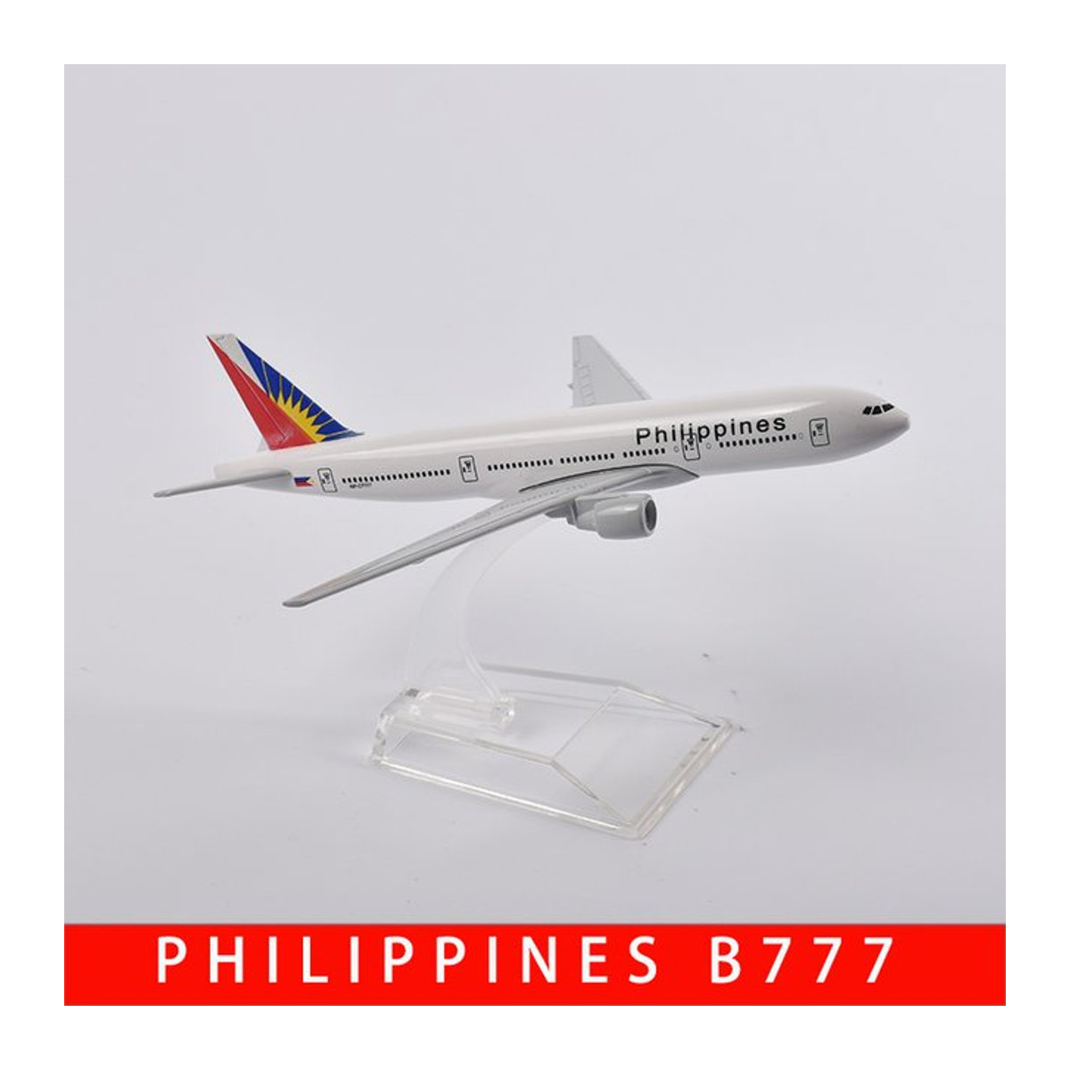 Jason Tutu Flugzeugmodell Boeing 777 Philippinen Airlines, Druckguss Metall, Farbe: Weiß, Maßstab 1:400, Länge: 16 cm - Bild 1