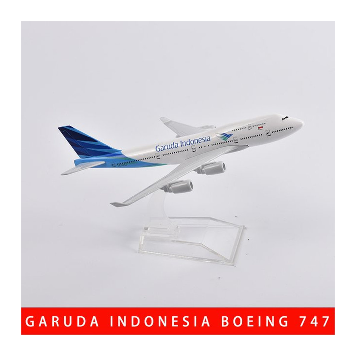 JASON TUTU Modellflugzeug Boeing 747 Garuda Indonesia Maßstab 1:400 Druckgussmetall Weiß 16 cm - Bild 1