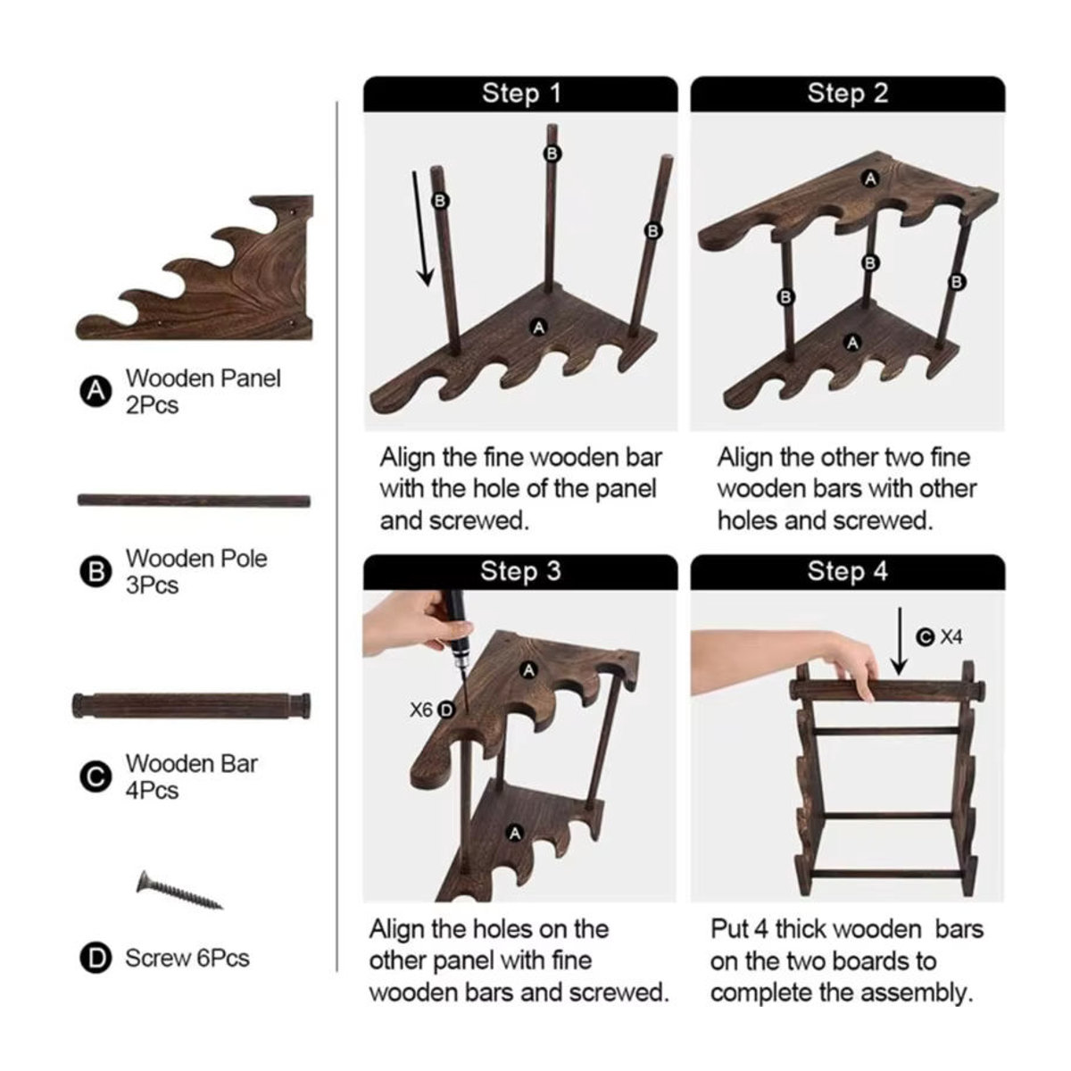 JAVRICK Schmuck Display Stand aus Holz in Braun mit 4 Ebenen für Armbänder und Uhren - Bild 5