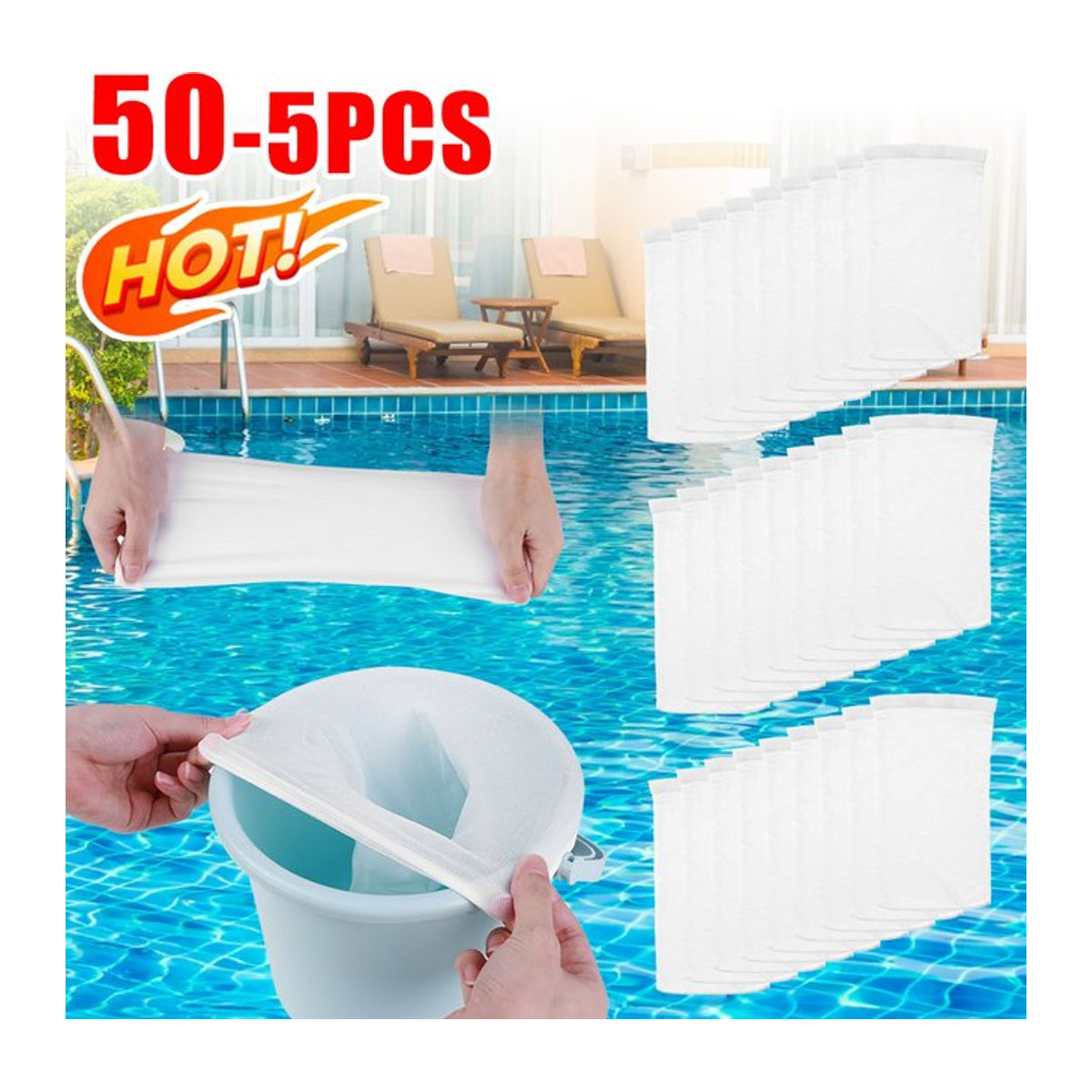 jaysuing Pool-Skimmer-Socken in Weiß zur Reinigung von Schmutz und Blättern für Skimmerkörbe und Filter - Bild 1