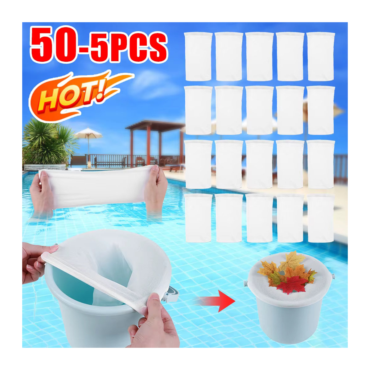 jaysuing Pool-Skimmer-Socken in Weiß zur Reinigung von Schmutz und Blättern für Skimmerkörbe und Filter - Bild 2