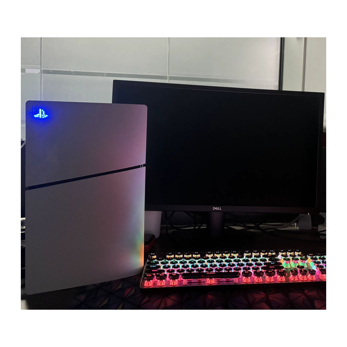 JazPlate RGB LED Logo Licht für PS5 Slim und PS5 Pro mit Musik-Synchronisierung, mehrfarbige DIY-Dekoration aus Kunststoff - Bild 4