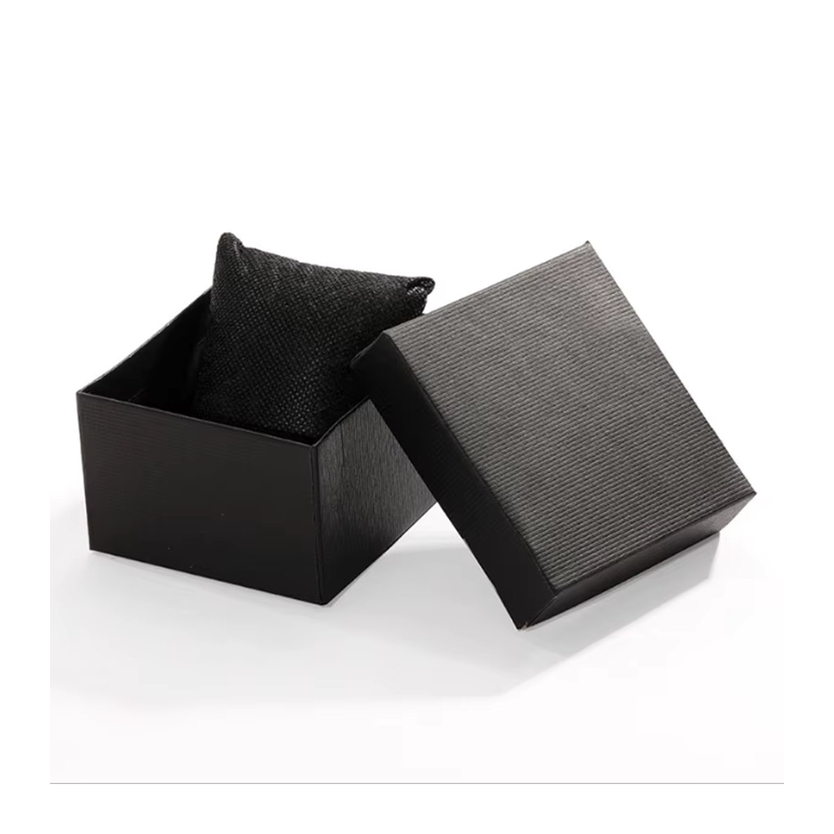 JBAILI Uhrenbox quadratisch in Schwarz zur Aufbewahrung von Uhren und Schmuck aus Papier - Bild 4