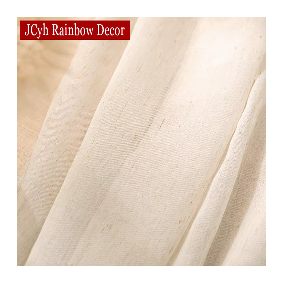 JCyh Rainbow Decor Transparente Vorhänge in Leinenoptik in Beige für Wohnzimmer und Schlafzimmer - Bild 5