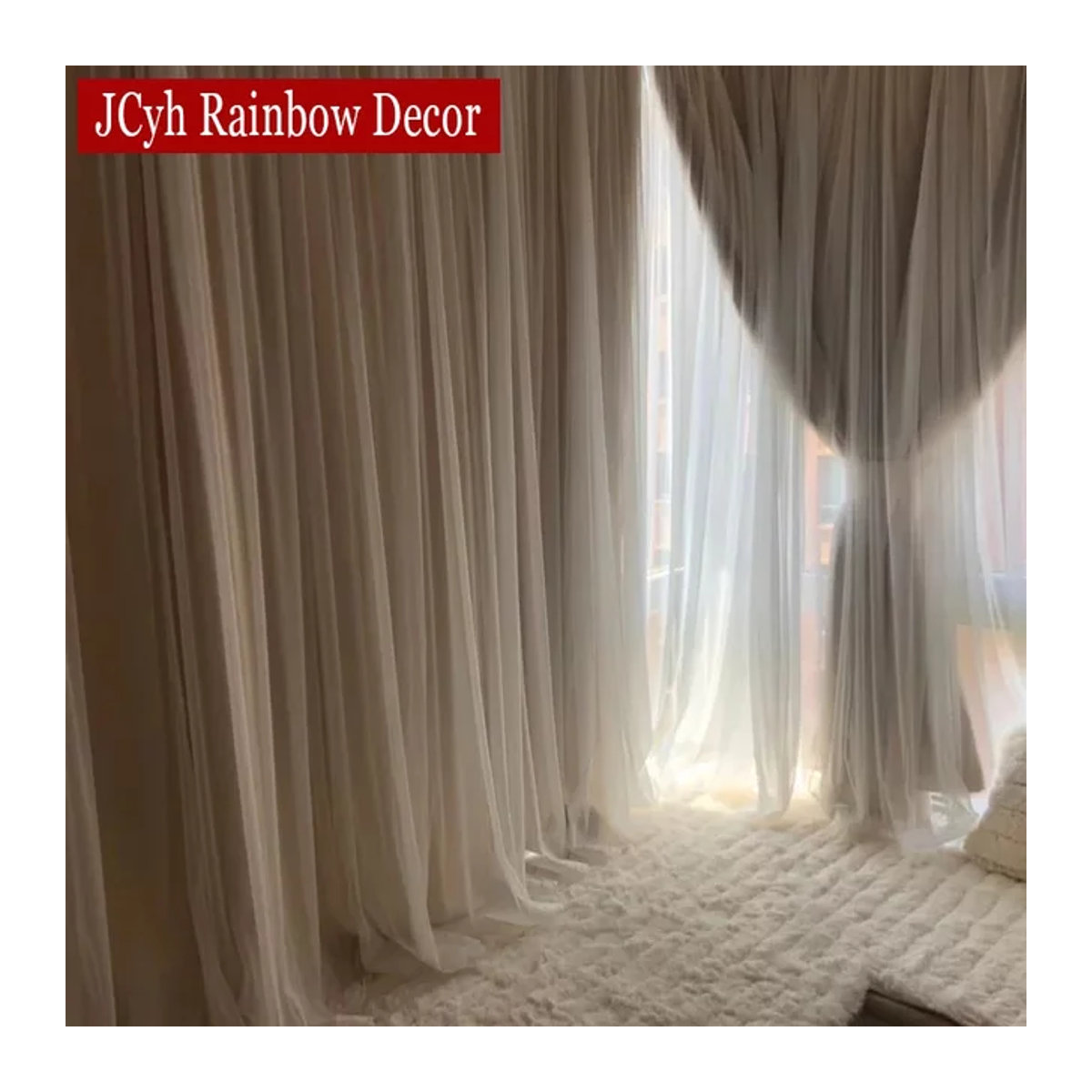 JCyh Rainbow Decor Verdunkelungsvorhang im japanischen Stil für Schlafzimmer und Wohnzimmer in Rosa und Weiß - Bild 1