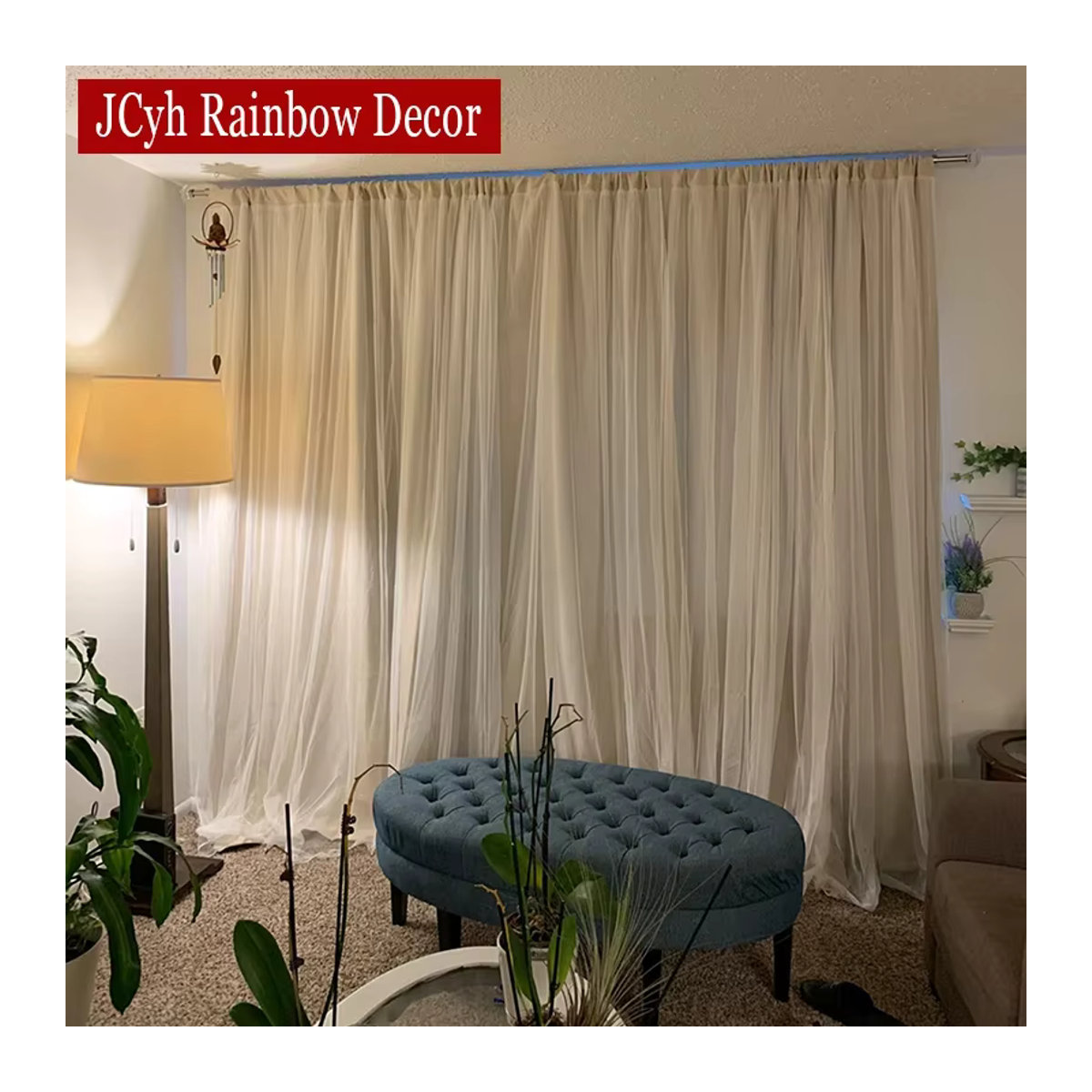 JCyh Rainbow Decor Verdunkelungsvorhang im japanischen Stil für Schlafzimmer und Wohnzimmer in Rosa und Weiß - Bild 5