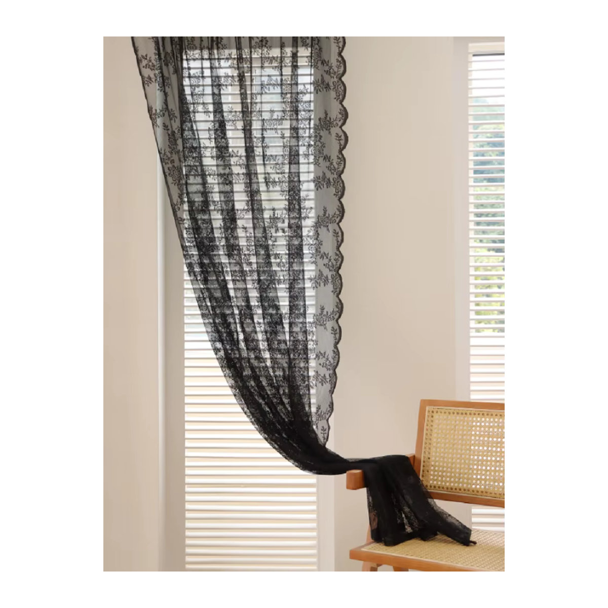 JESSANS Tüll-Spitze-Vorhang aus Polyester in Schwarz für Wohnzimmer, Schlafzimmer und Küche - Bild 6