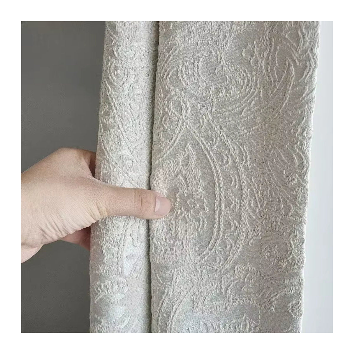 JESSANS Verdunkelungsvorhänge aus Baumwolle und Leinen mit Paisley-Jacquard-Muster in Grün und Beige - Bild 4