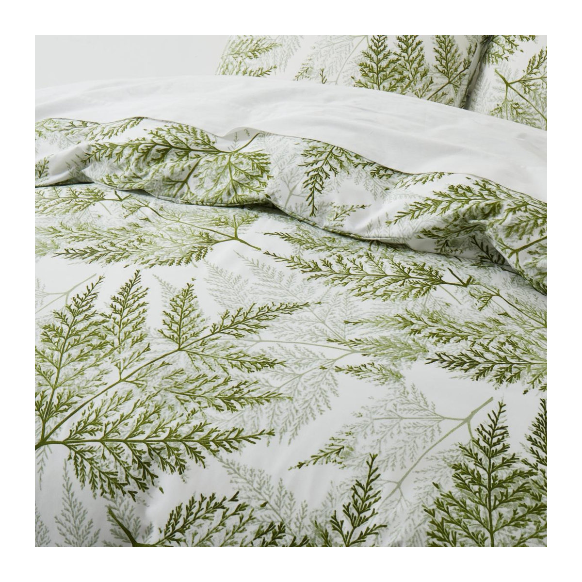 Jessica Chen Bettwäsche-Set Salbeigrün mit Blättermuster Botanisches Design, wendbarer Deckenbezug mit Reißverschluss, B/H: 135 x 200 cm - Bild 1