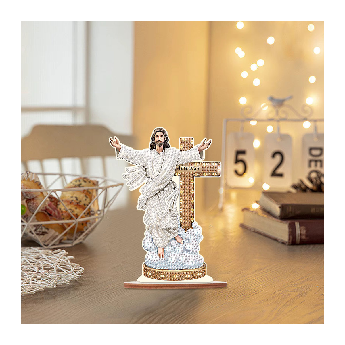 Jesus Diamant-Malerei Mosaik-Kunstset in unregelmäßiger Form für die Tischdekoration, Multicolor - Bild 2