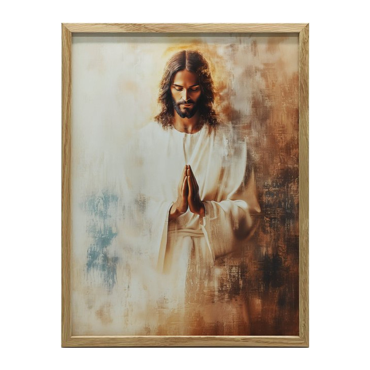 Jesus im Gebet Wandbild von Marcin Zbijowski mit schwarzem Aluminiumrahmen, B: 30 cm, H: 40 cm - Bild 1