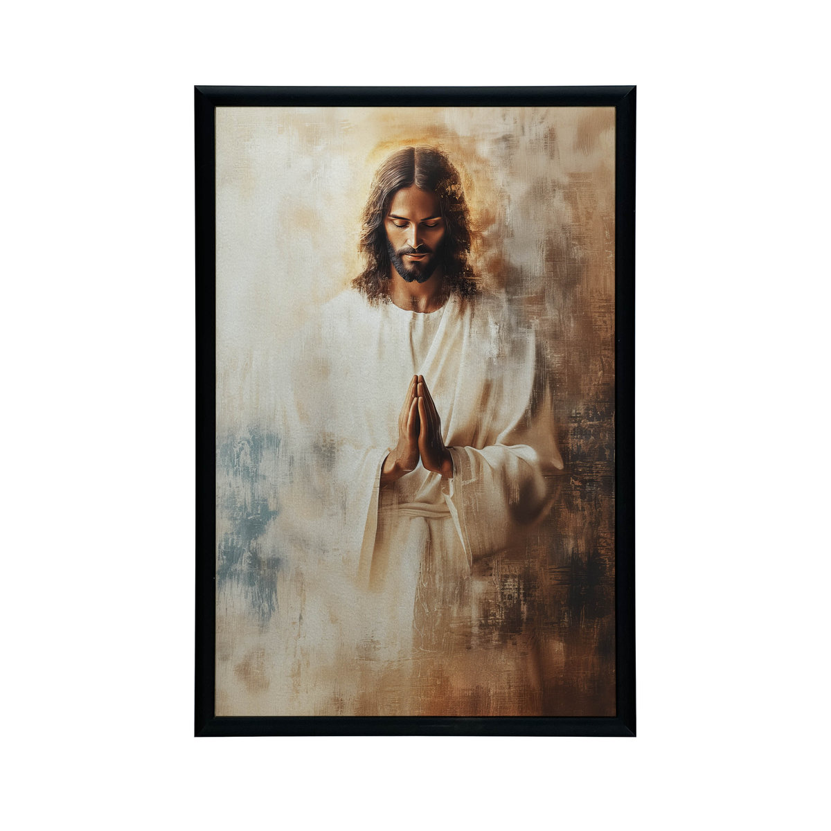 Jesus im Gebet Wandbild von Marcin Zbijowski mit schwarzem Aluminiumrahmen, B: 30 cm, H: 40 cm - Bild 2