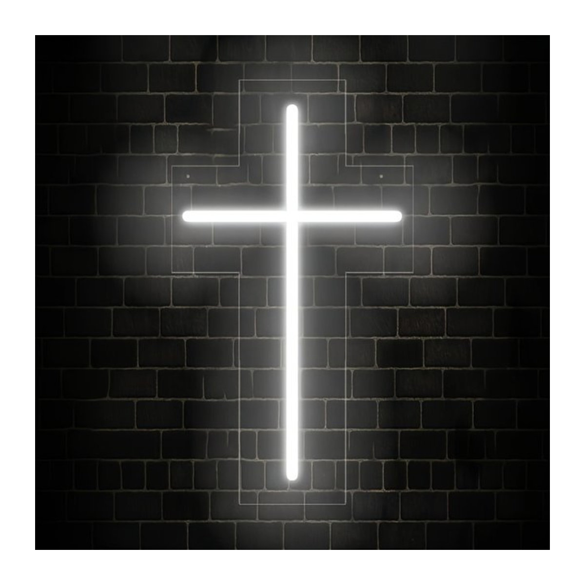 Jesus Kreuz Leuchtreklame Wanddekoration in Weiß - Bild 1