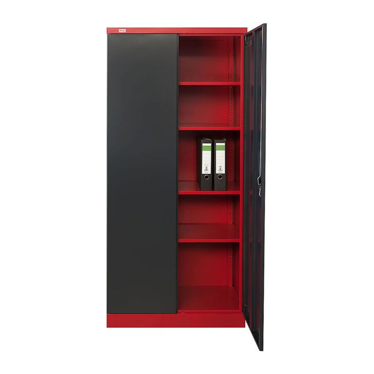Jet-Line Aktenschrank Moskau aus Stahl mit Drehtüren, Anthrazit Rot, H x B x T: 185 x 90 x 40 cm, 44 x 40 cm - Bild 1