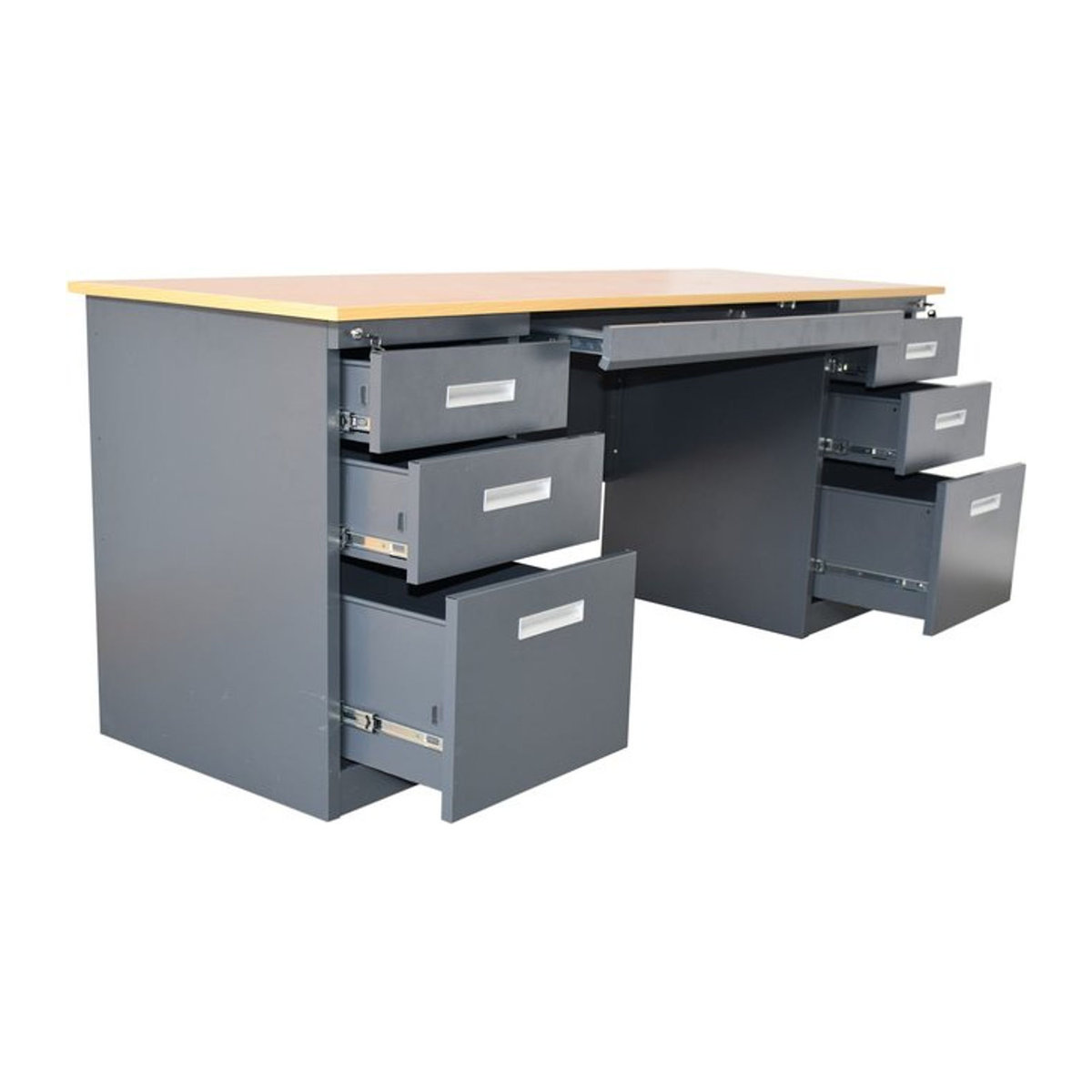 Jet-Line Metallschreibtisch SAMARA in Anthrazit Grau im Industrial Design mit 6 Schubladen, Breite: 180 cm - Bild 1