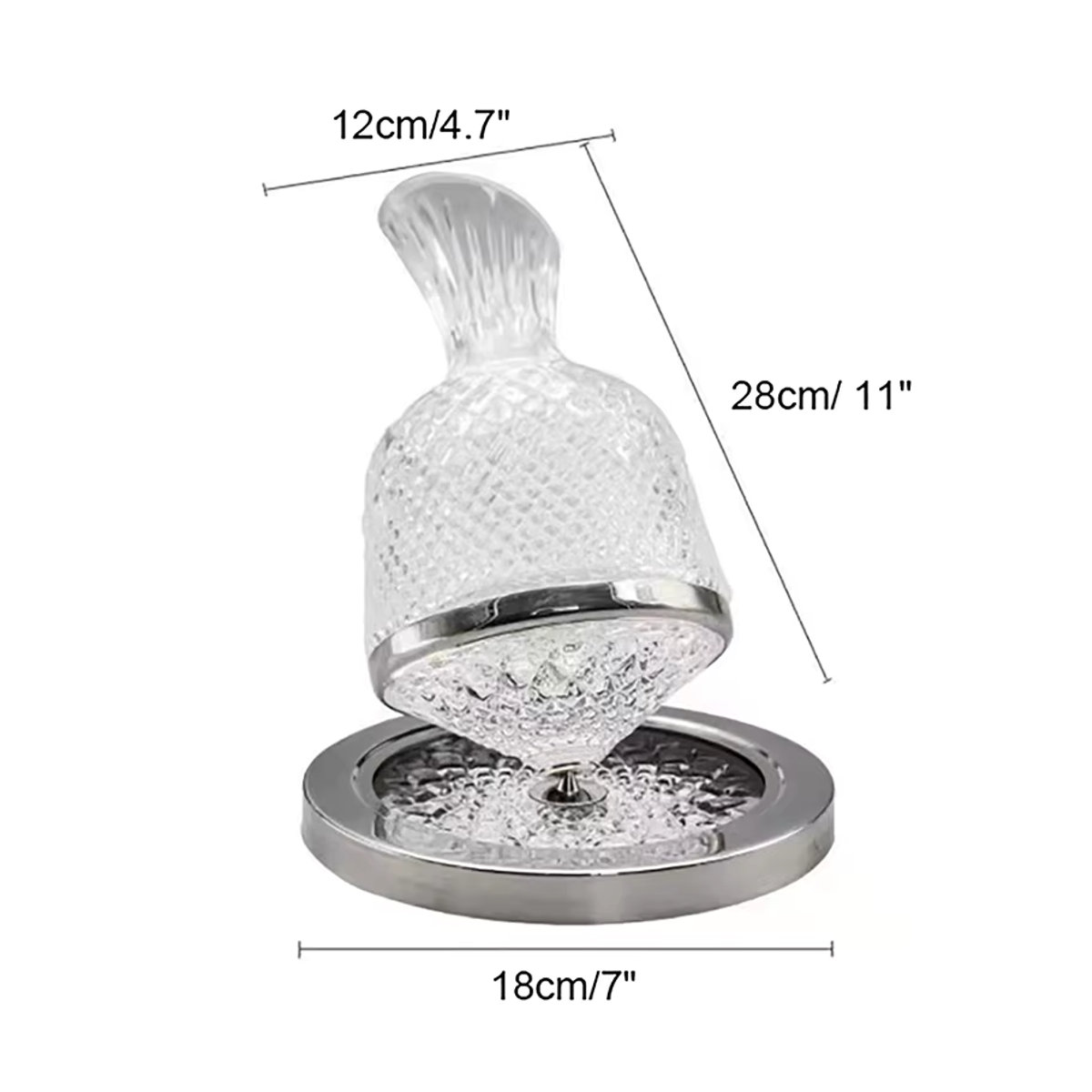 JETTING 360 Grad drehbarer Dekanter aus Kristallglas in Transparent und Silber, 1500 ml Weinspender und Belüfter mit geometrischem Design - Bild 6