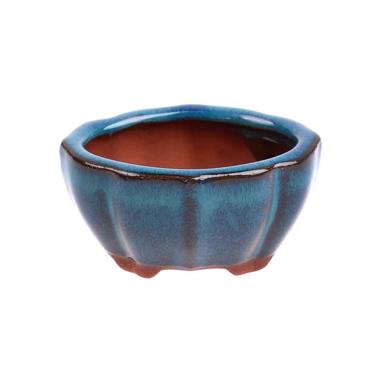 JETTING Bonsai Blumentopf aus Keramik im orientalischen Stil, lila und blau, rund - Bild 3