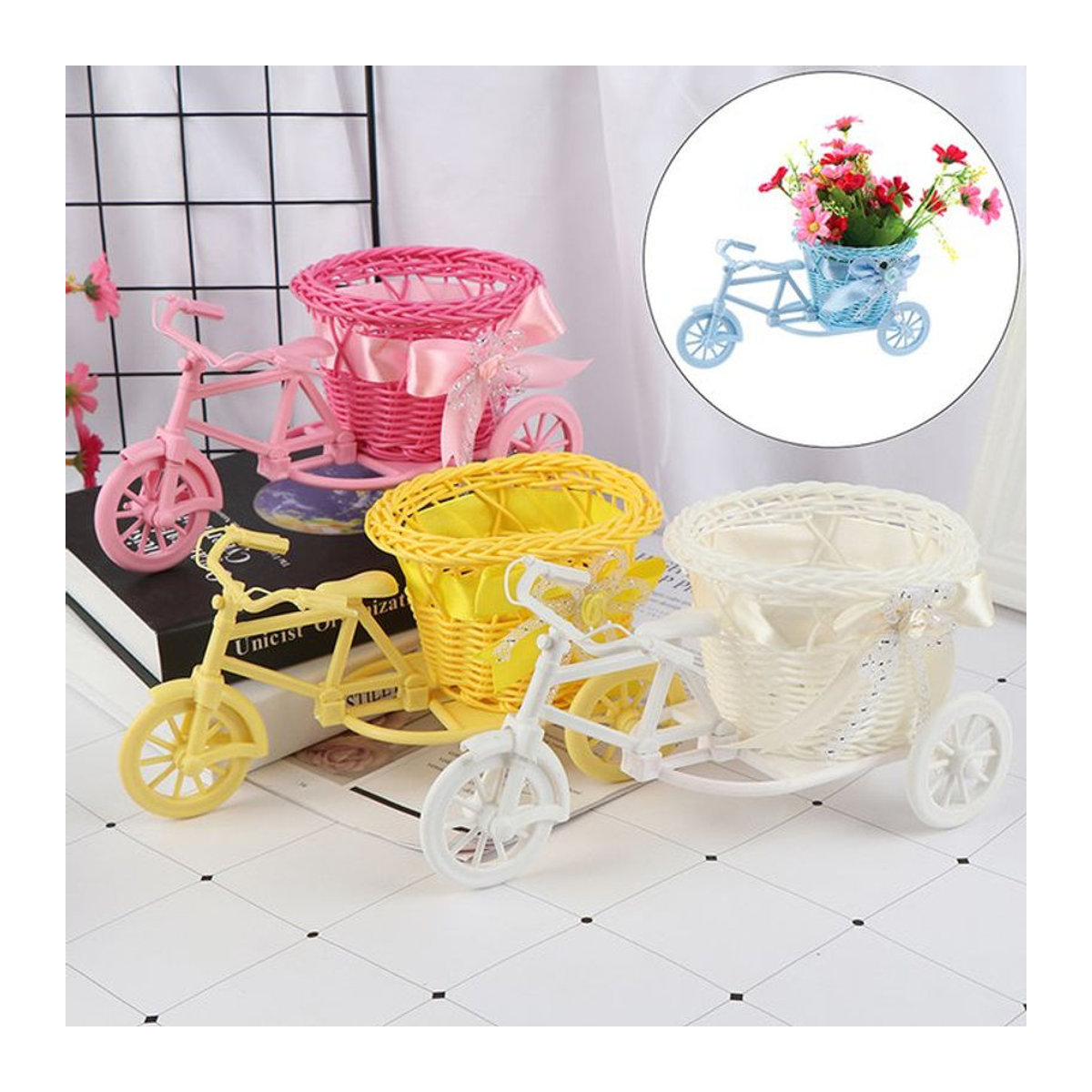 JETTING Deko-Blumentopf im Vintage Dreirad-Design aus Kunststoff, mehrfarbig - Bild 1