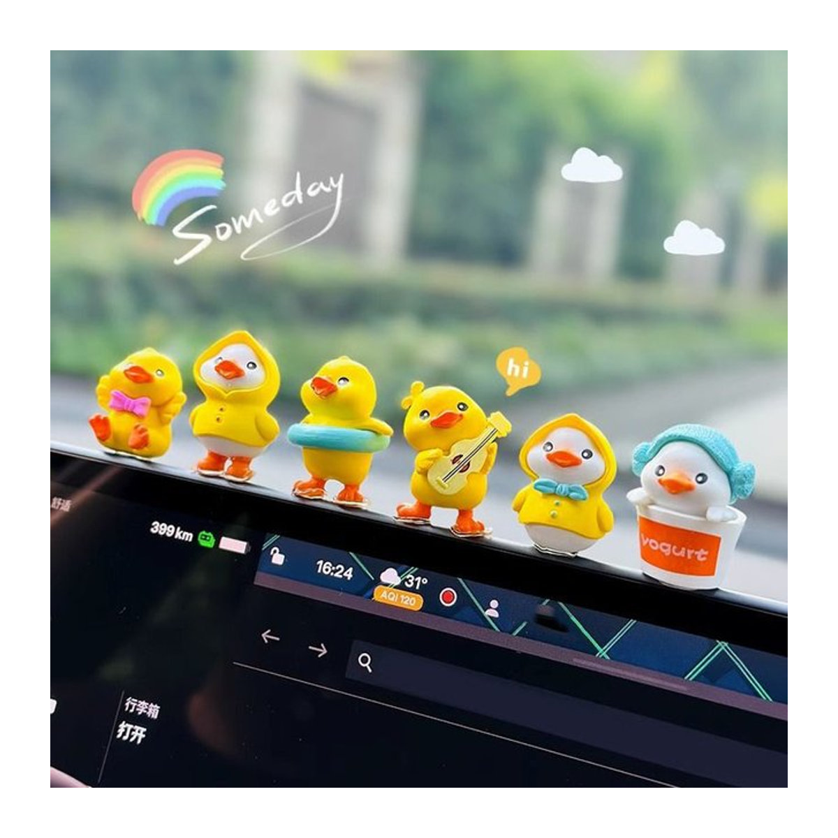 JETTING Deko-Figur Gelbe Ente aus Kunstharz als niedliches Auto-Ornament für die Mittelkonsole oder das Armaturenbrett - Bild 1