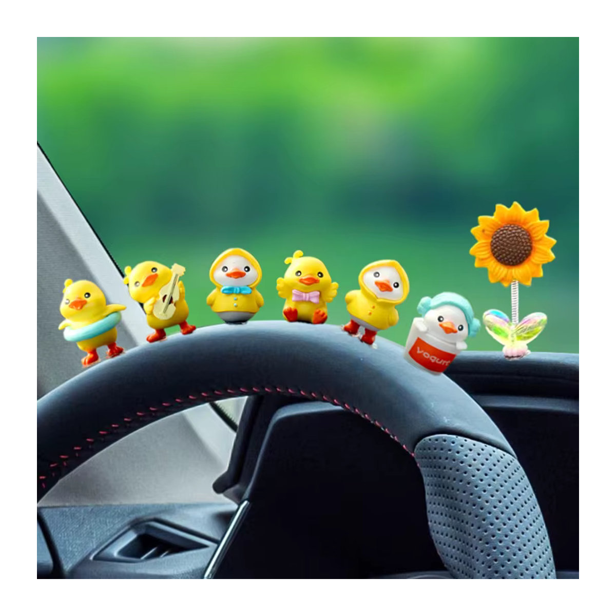 JETTING Deko-Figur Gelbe Ente aus Kunstharz als niedliches Auto-Ornament für die Mittelkonsole oder das Armaturenbrett - Bild 2