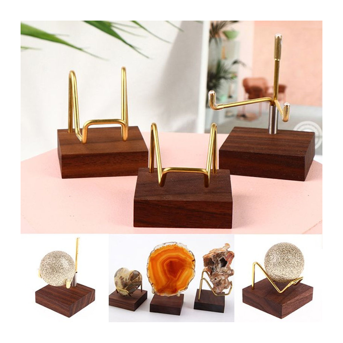 JETTING Displayständer aus Holz für Mineralien und Fossilien, Braun, Rechteckig - Bild 1