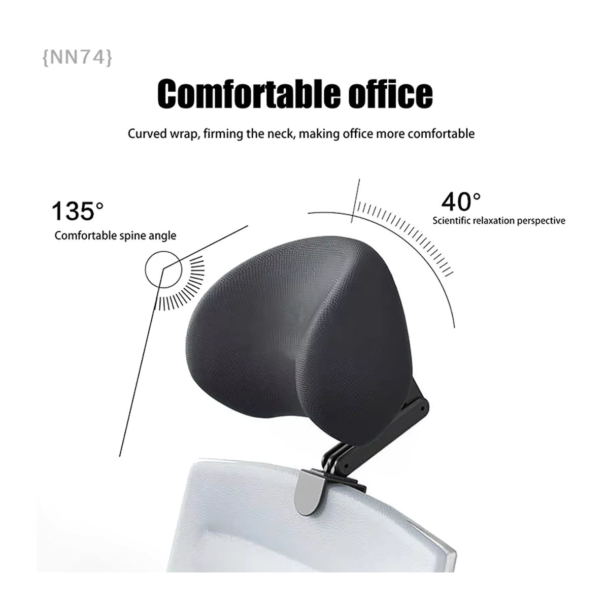 JETTING Ergonomisches Nackenkissen für Bürostühle, atmungsaktive Kopfstütze in Schwarz - Bild 3