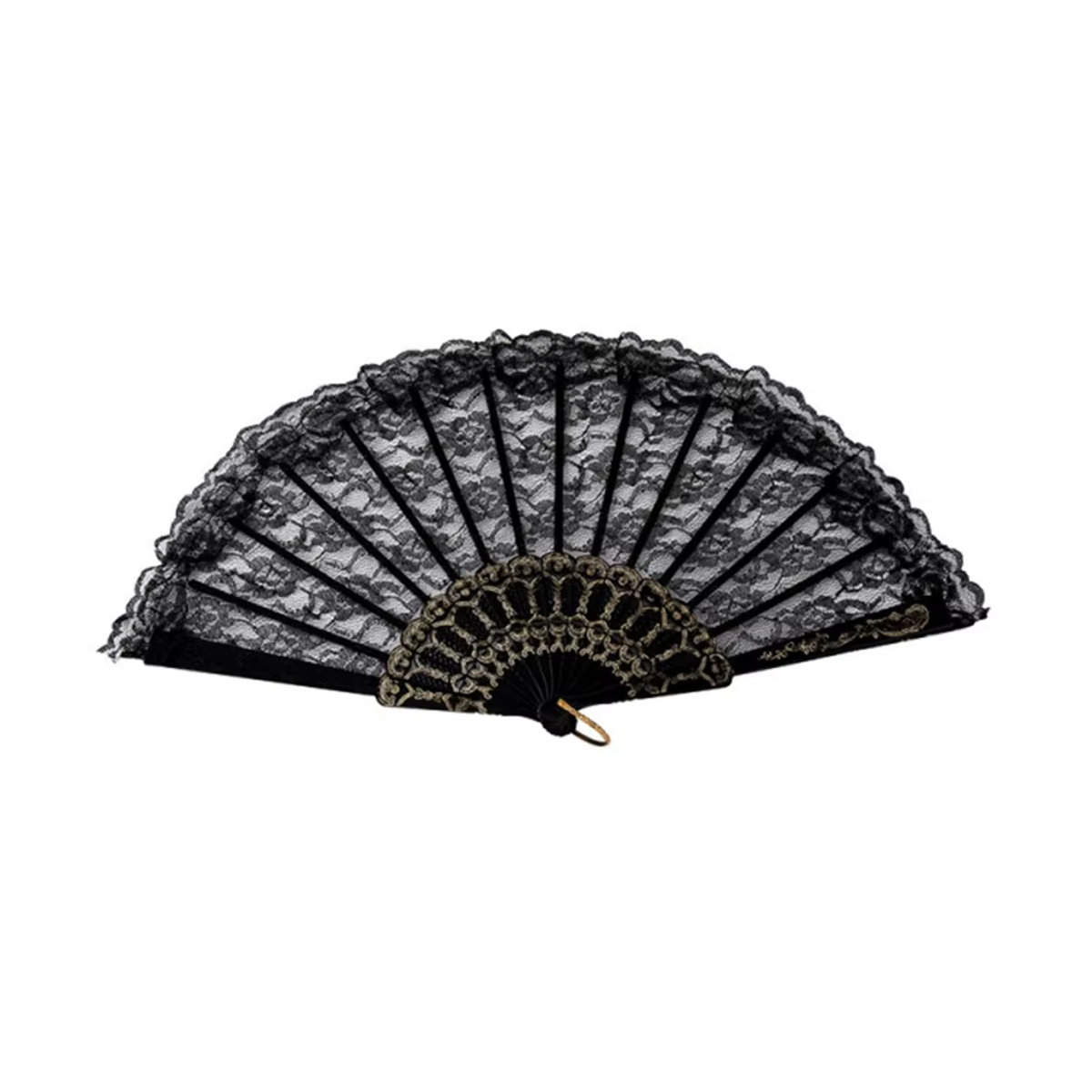 JETTING Faltfächer im Vintage-Stil mit floralem Muster in Schwarz - Bild 3