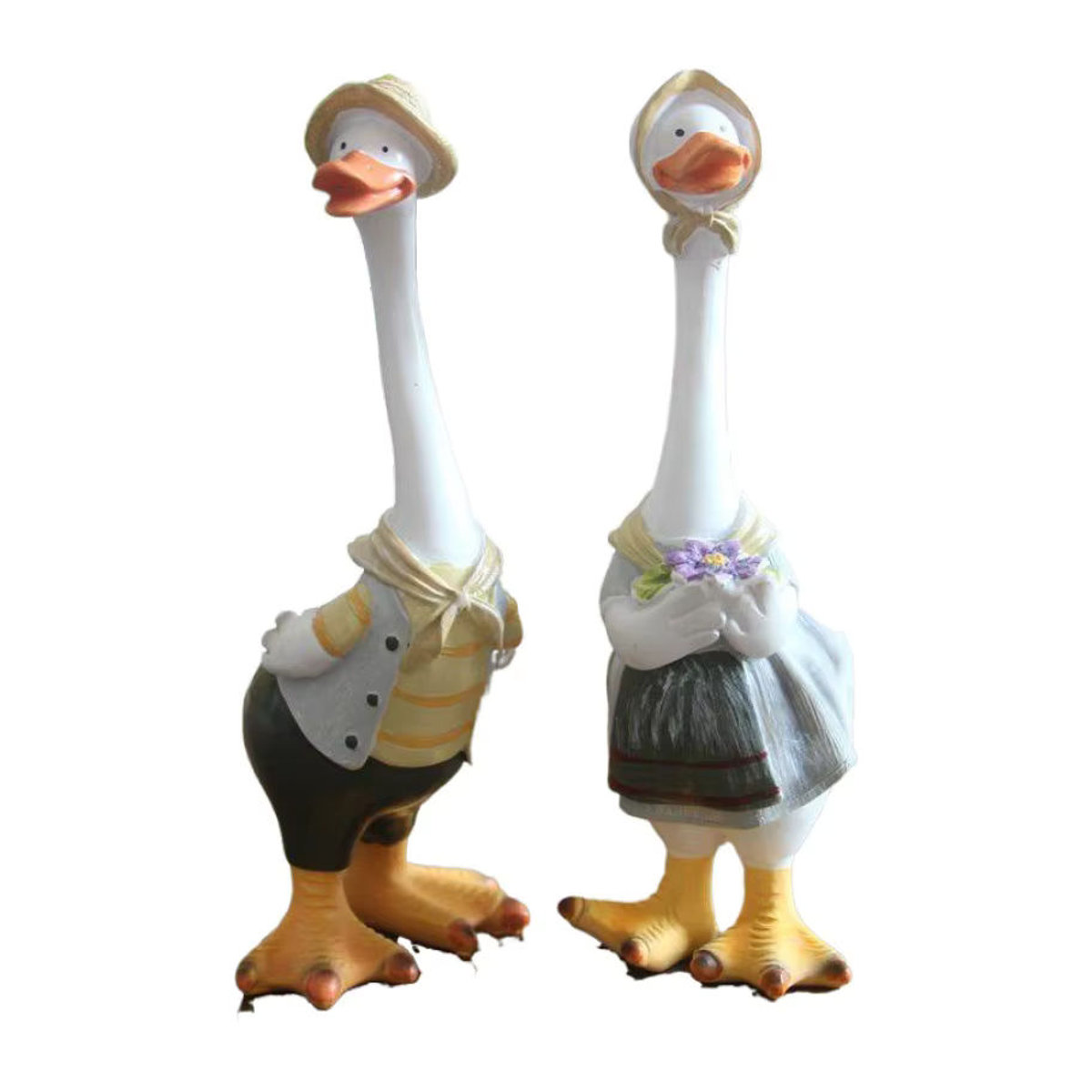 JETTING Gartenstatue Ente aus Kunstharz in Weiß als moderne Tierfigur zur Dekoration - Bild 2
