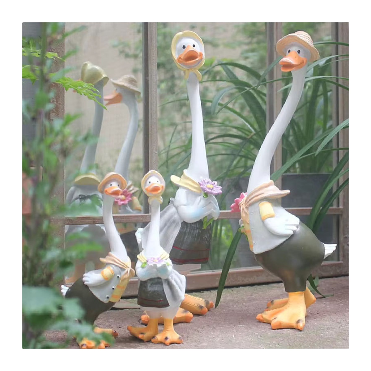 JETTING Gartenstatue Ente aus Kunstharz in Weiß als moderne Tierfigur zur Dekoration - Bild 4