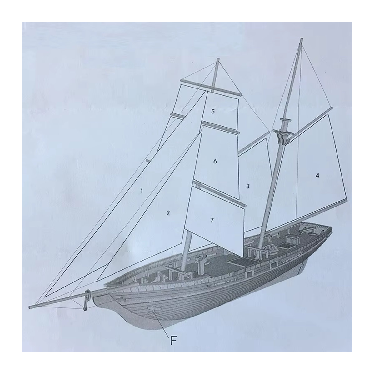 JETTING Holz Segelboot Modell DIY Kit Maritimes Dekorationsobjekt in Braun im Maßstab 1:70 - Bild 3