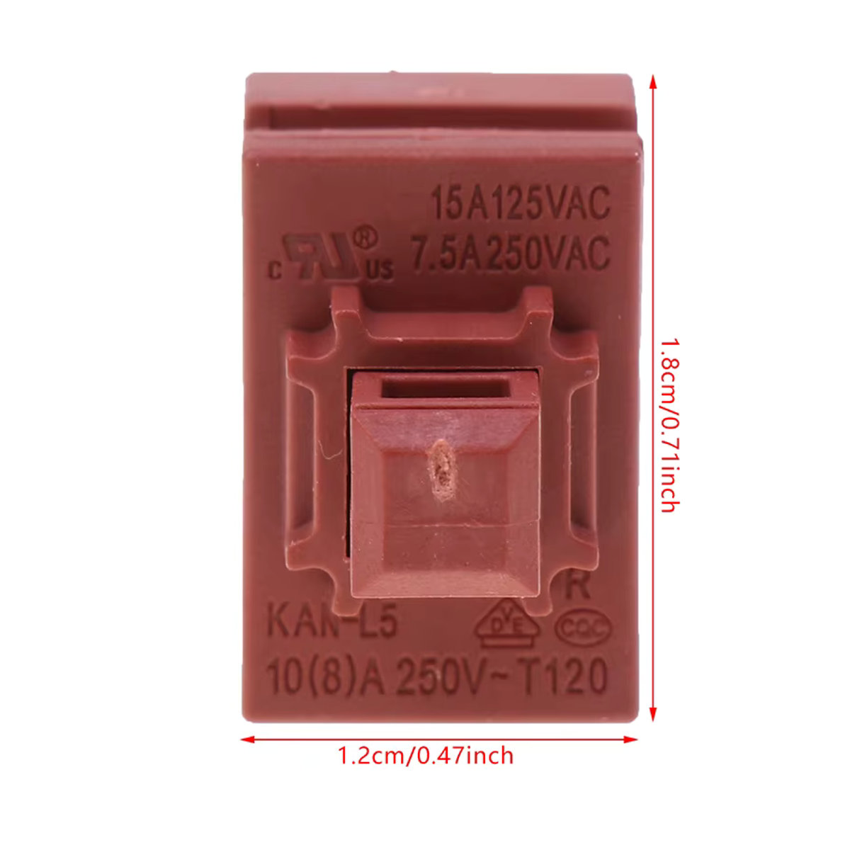 JETTING KAN-L5 2-Pin Netzschalter mit Verriegelung, 7,5 A 250V AC, Rot - Bild 4