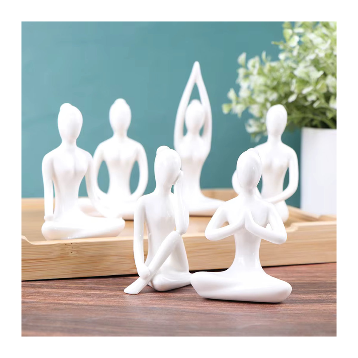 JETTING Keramik Yoga Figur Set mit 6 Meditation Posen in Weiß als minimalistisches Deko Ornament - Bild 2