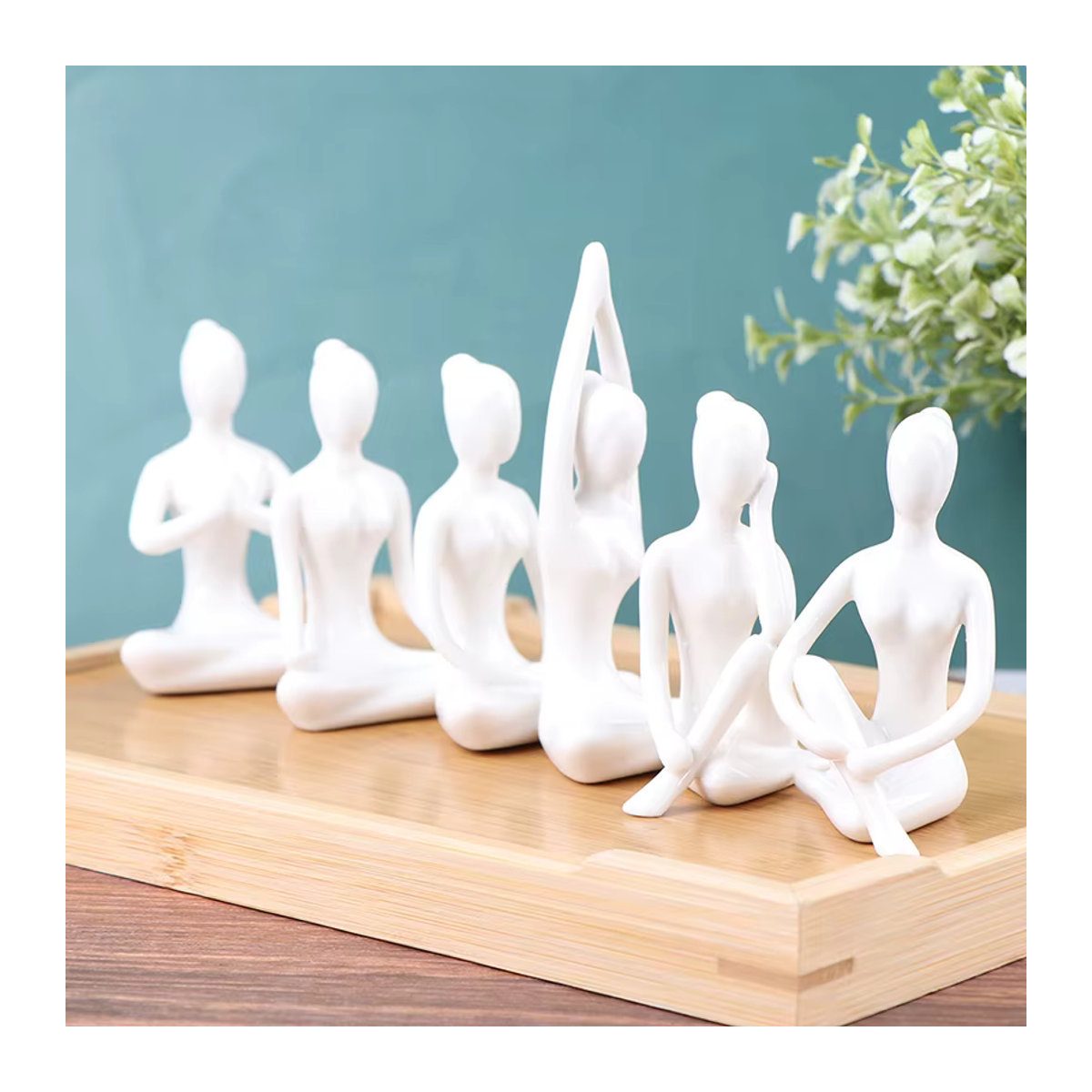 JETTING Keramik Yoga Figur Set mit 6 Meditation Posen in Weiß als minimalistisches Deko Ornament - Bild 3