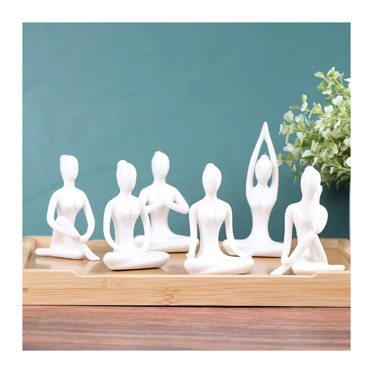 JETTING Keramik Yoga Figur Set mit 6 Meditation Posen in Weiß als minimalistisches Deko Ornament - Bild 4