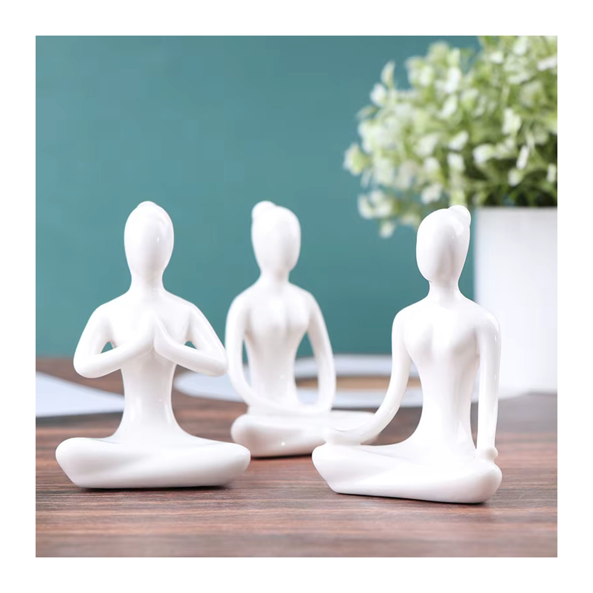 JETTING Keramik Yoga Figur Set mit 6 Meditation Posen in Weiß als minimalistisches Deko Ornament - Bild 5