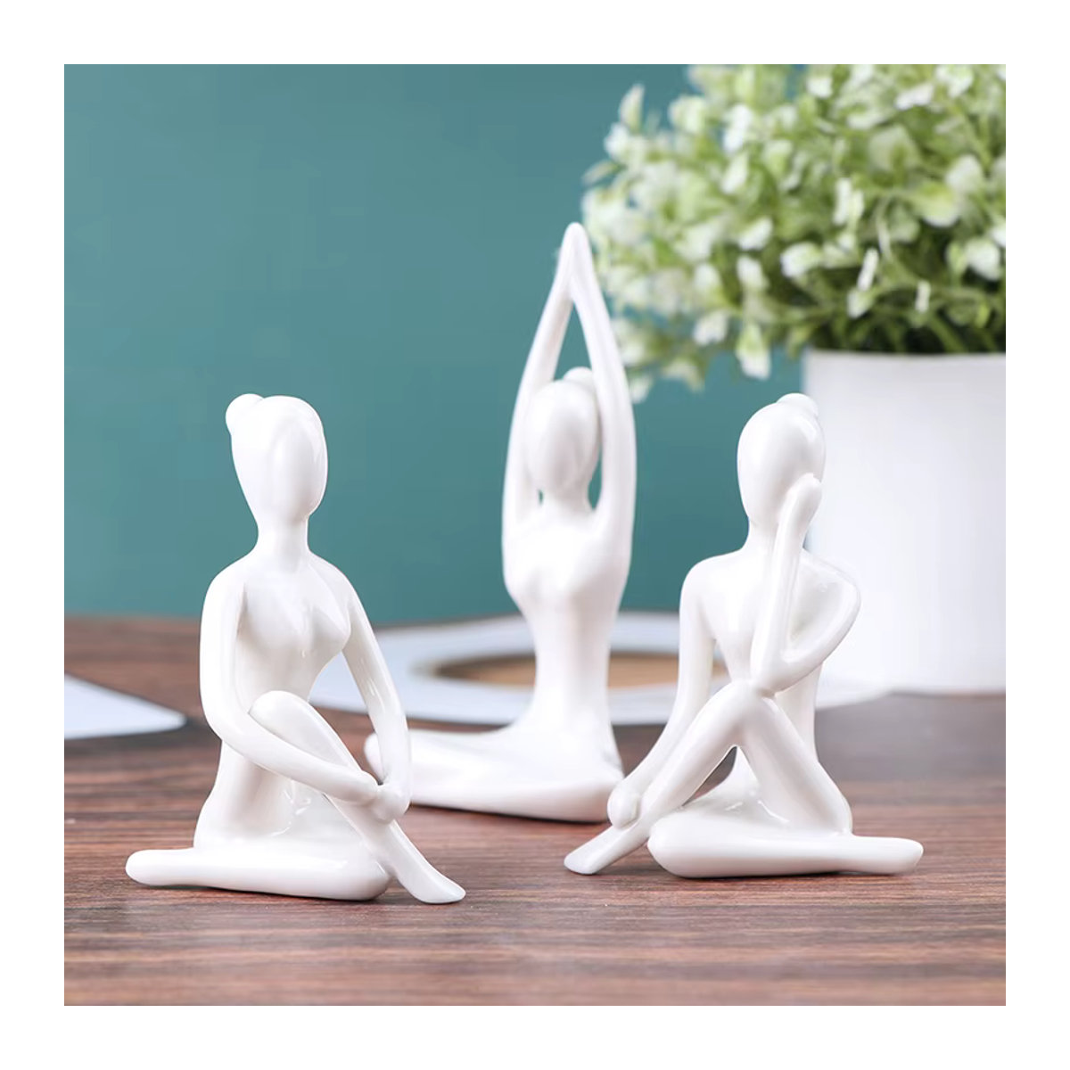 JETTING Keramik Yoga Figur Set mit 6 Meditation Posen in Weiß als minimalistisches Deko Ornament - Bild 6