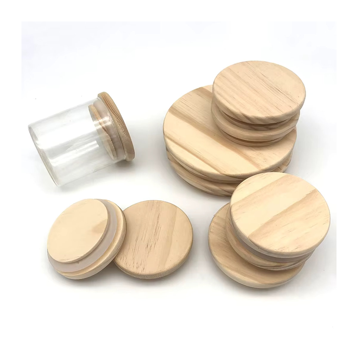 JETTING Kerzenbecher aus Glas mit Bambus-Holzdeckel und Silikonring, transparent, rund, minimalistisches Design - Bild 2
