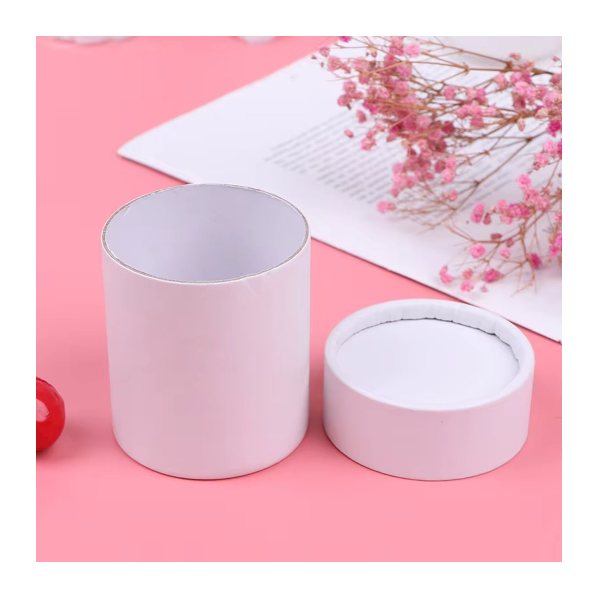 JETTING Runde Blumenbox aus Papier mit Deckel in Weiß für Floristen und Geschenke - Bild 3