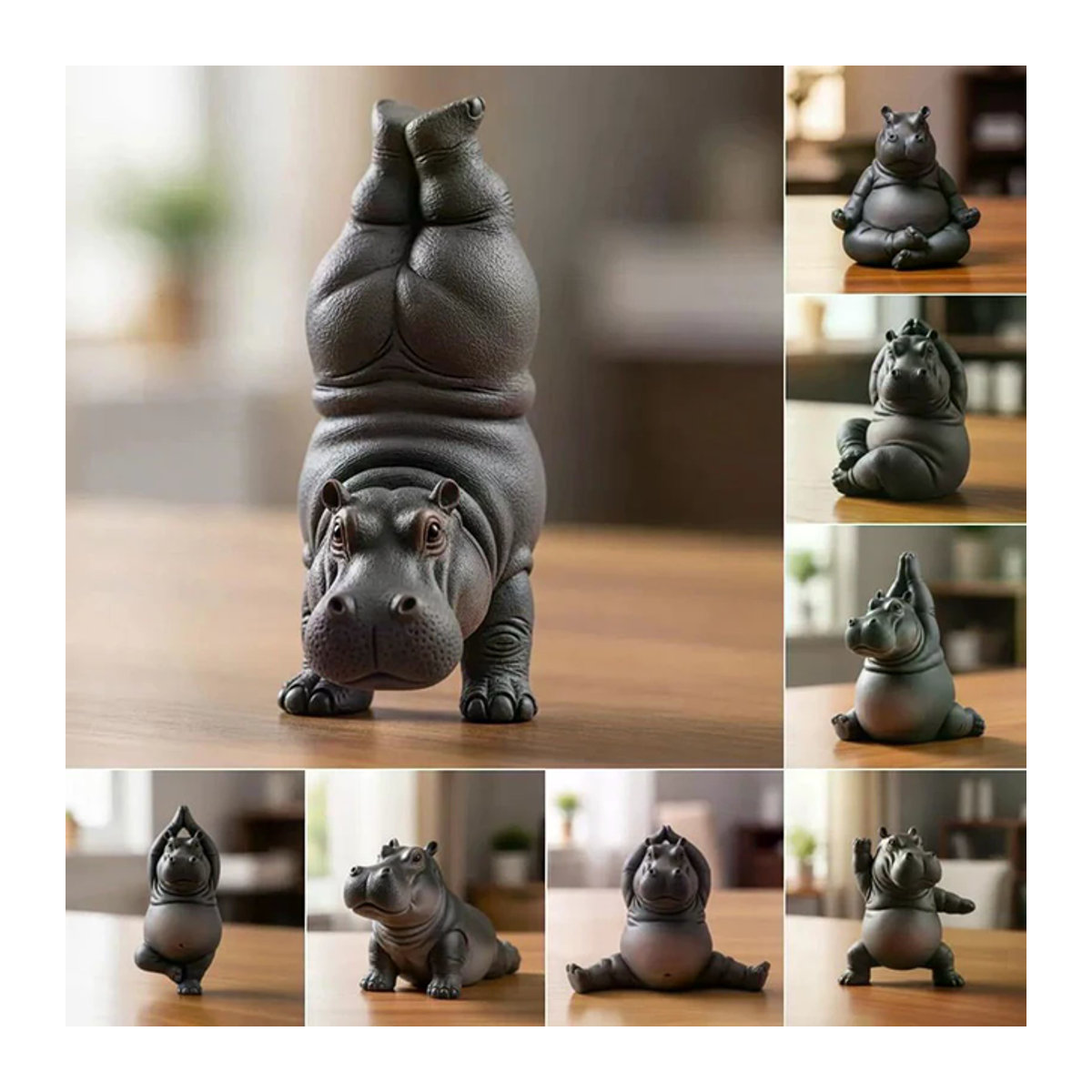 JETTING Yoga Master Nilpferd Statue aus Kunstharz in Schwarz - Bild 1