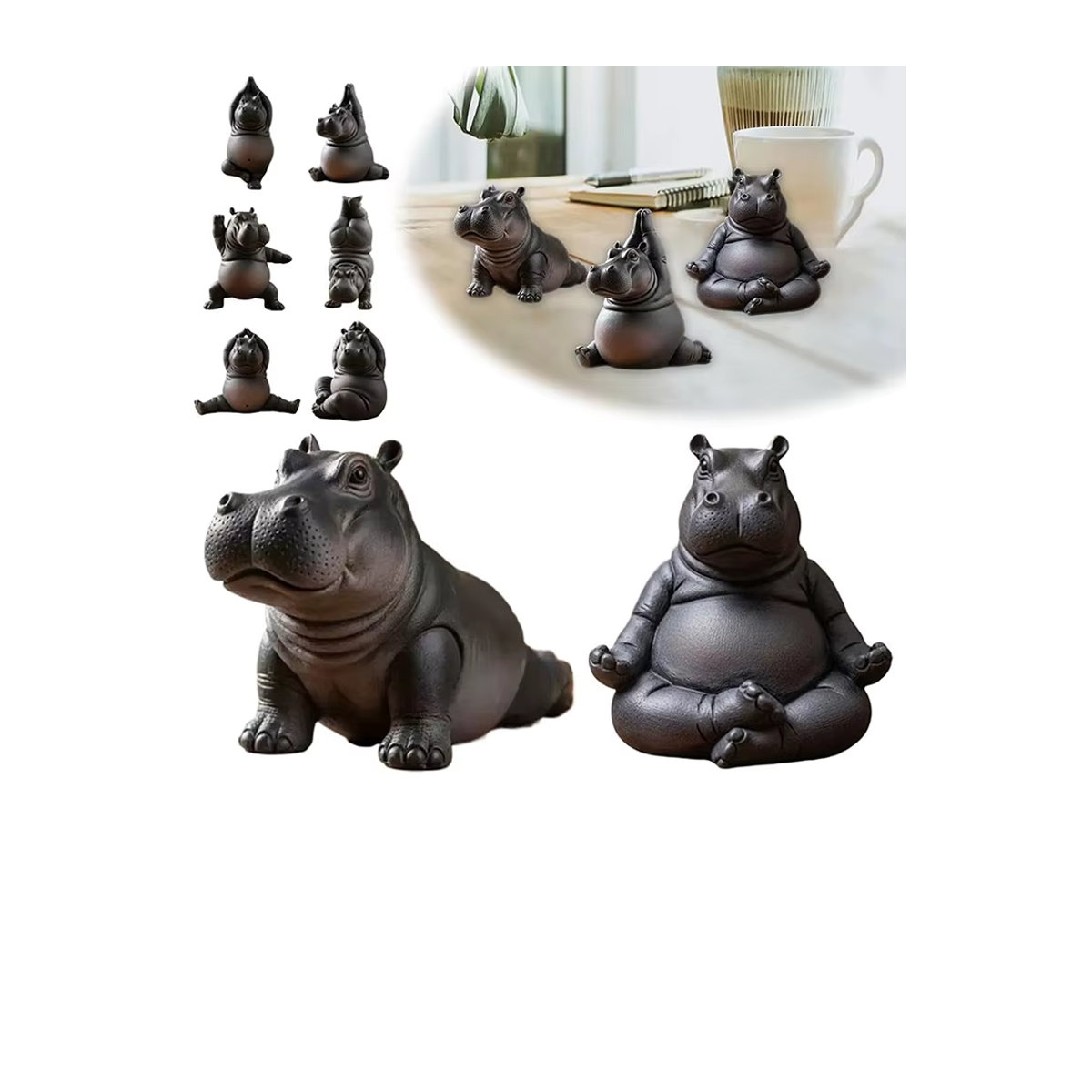 JETTING Yoga Master Nilpferd Statue aus Kunstharz in Schwarz - Bild 7