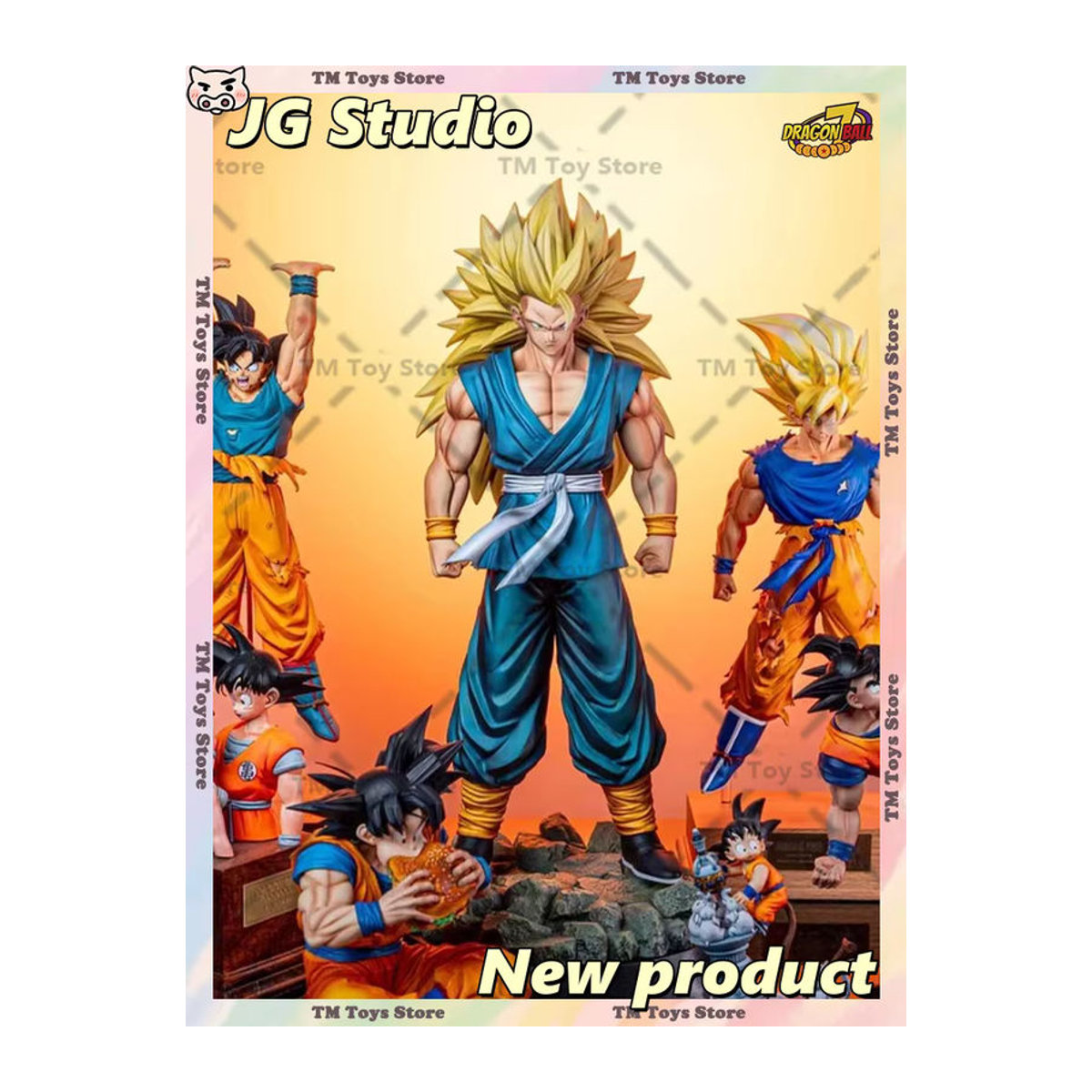 JG Studio Son Goku Super Saiyan 3 Anime-Figur aus PVC, mehrfarbig, Höhe: 33 cm - Bild 1