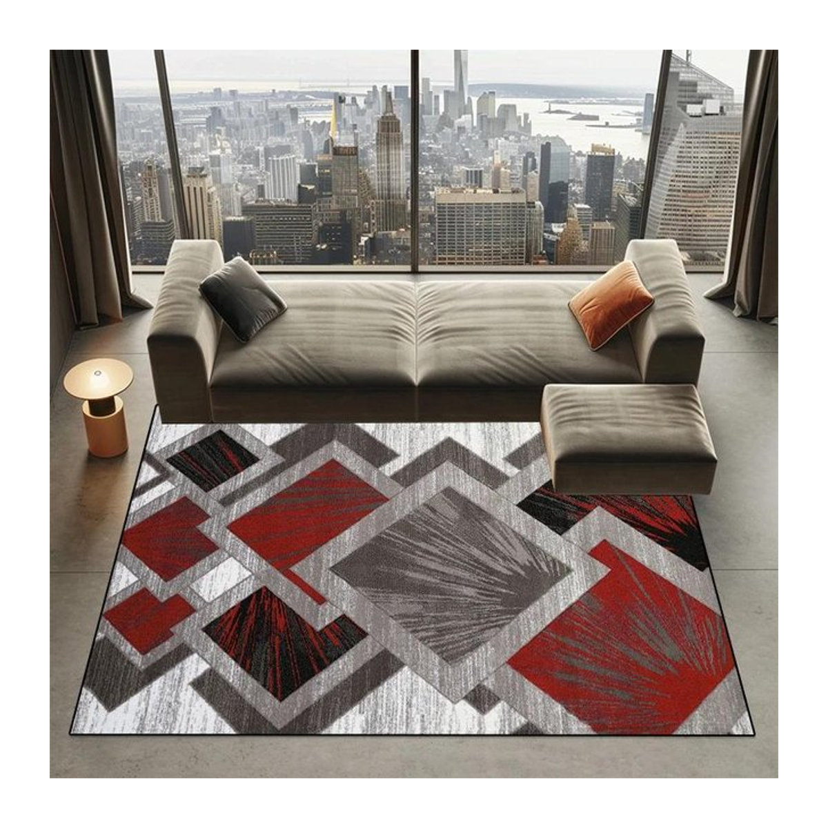 JGJG Abstrakter Teppich mit Linien-Design für Wohnzimmer und Sofabereich, rutschfest und waschbar, Breite: 60 cm, Tiefe: 90 cm - Bild 1