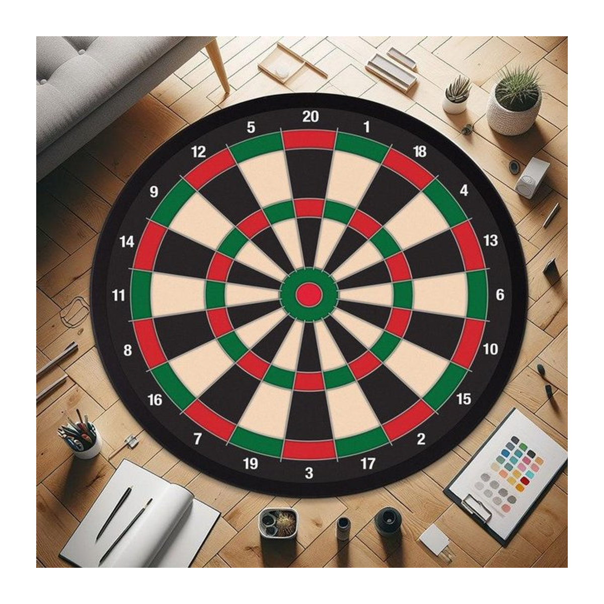 JGJG Dartscheiben-Teppich in Multicolor mit Zielscheiben-Design, Durchmesser: 90 cm - Bild 1